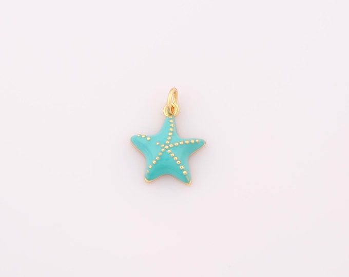 1 pcs Gold Enamel Starfish Pendant,18K Gold Filled Starfish Charm,Starfish Charms DIY Bracelet Necklace Jewelry Making Findings Supply