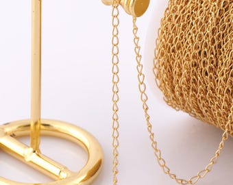 1 Meter Gold Curb Chain, 18K Gold Filled Semi Finished Chain, Specialty Chains, DIY Jewelry Making Supplies