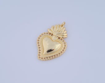 1 pcs Gold Heart Pendant,18K Gold Filled Heart Charm,Heart Charm DIY Bracelet Necklace Jewelry Making Findings Supply