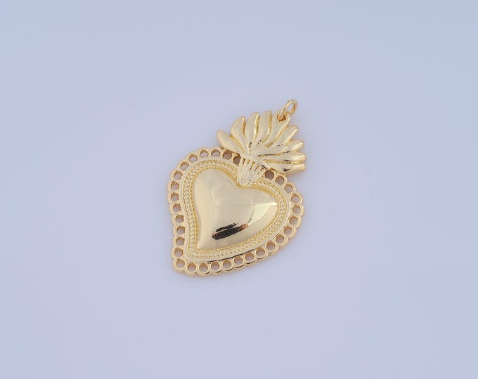 1 pcs Gold Heart Pendant,18K Gold Filled Heart Charm,Heart Charm DIY Bracelet Necklace Jewelry Making Findings Supply