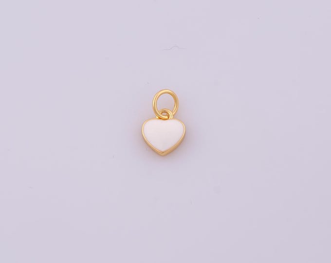 1 pcs Enamel Heart Pendant,18K Gold Filled Love Charm,Heart Charms DIY Necklace Jewelry Making Finding Supply
