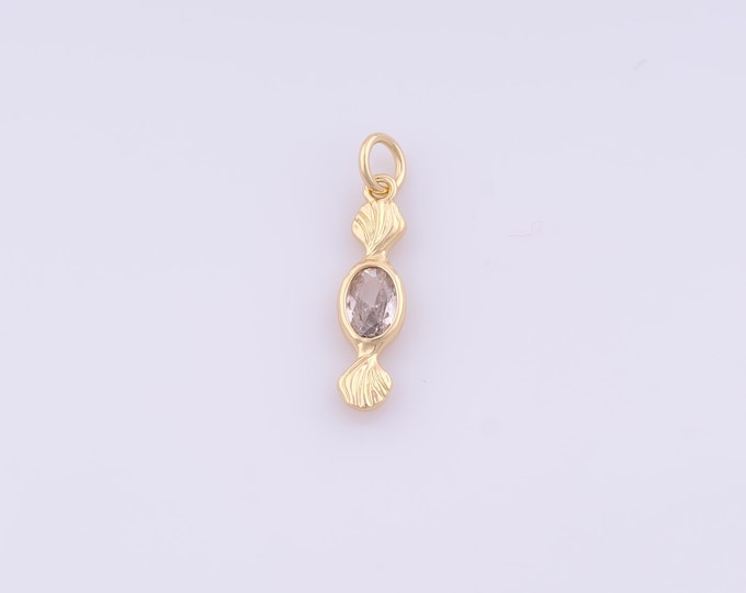 1 pcs Gold CZ Candy Pendant,18K Gold Filled Sweet Charm,Candy Charms DIY Bracelet Necklace Jewelry Making Findings Supply