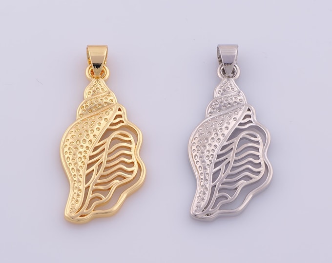 1 pcs Gold Conch Pendant,18K Gold Filled Conch Charm,Conch Charms DIY Bracelet Necklace Jewelry Making Findings Supply