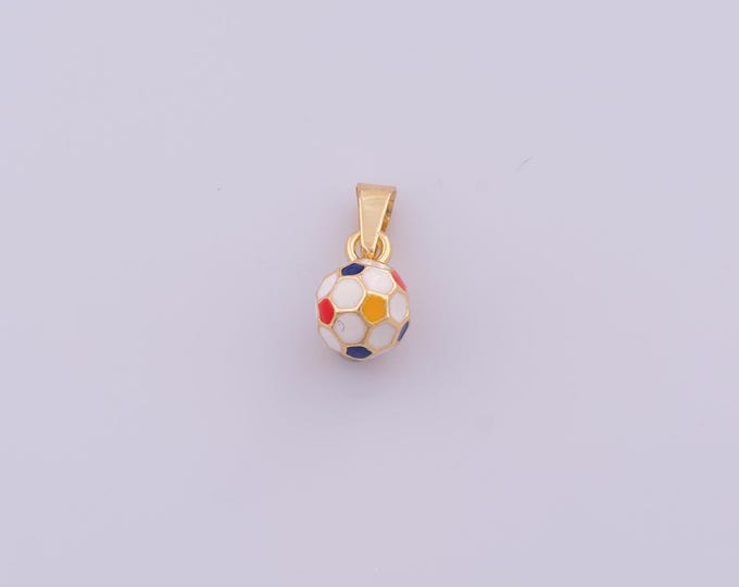 1 pcs Gold Enamel Football Pendant,18K Gold Filled Sports Charm,Soccer Charms DIY Bracelet Necklace Jewelry Making Findings Supply