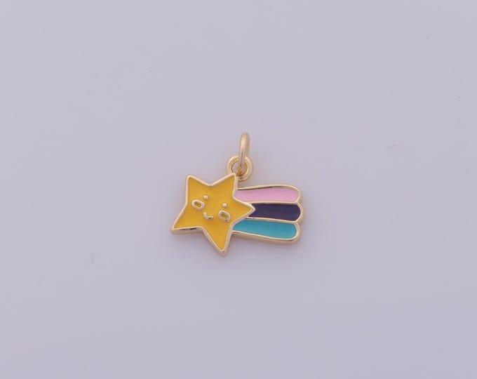 1 pcs Gold Enamel Meteor Pendant,18K Gold Filled Celestial Charm,Starburst Charms DIY Bracelet Necklace Jewelry Making Findings Supply