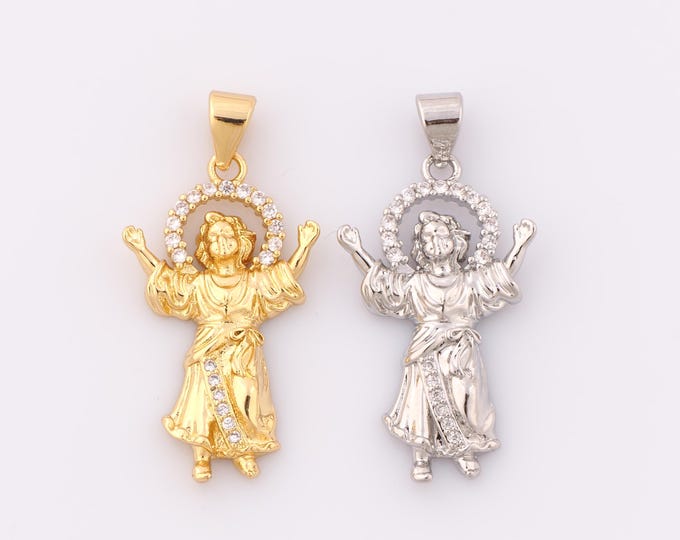 1 pcs Gold CZ Angel Pendant,18K Gold Filled Angel Charm,Angel Charm DIY Bracelet Necklace Jewelry Making Findings Supply
