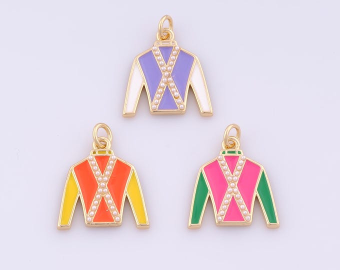 1 pcs Gold Enamel Outerwear Pendant,18K Gold Filled Clothing Charm,Outerwear Charms DIY Bracelet Necklace Jewelry Making Findings Supply