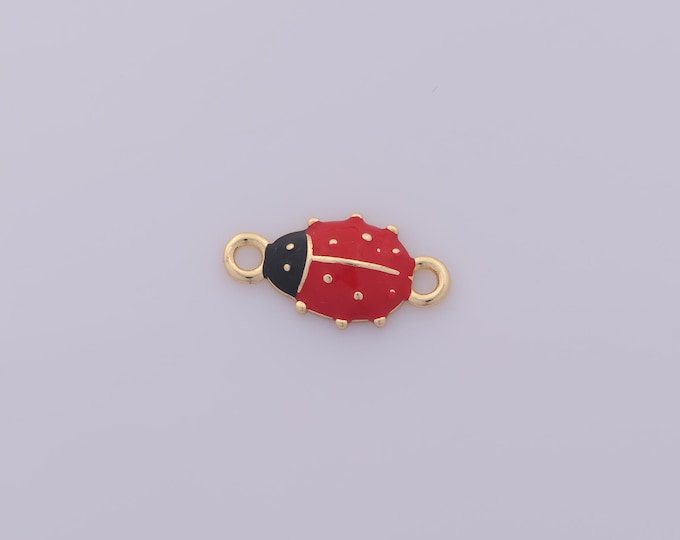 1 pcs Gold Enamel Ladybug Connectors,18K Gold Filled Insect Connector,Ladybug Connector DIY Bracelet Necklace Jewelry Making Findings Supply