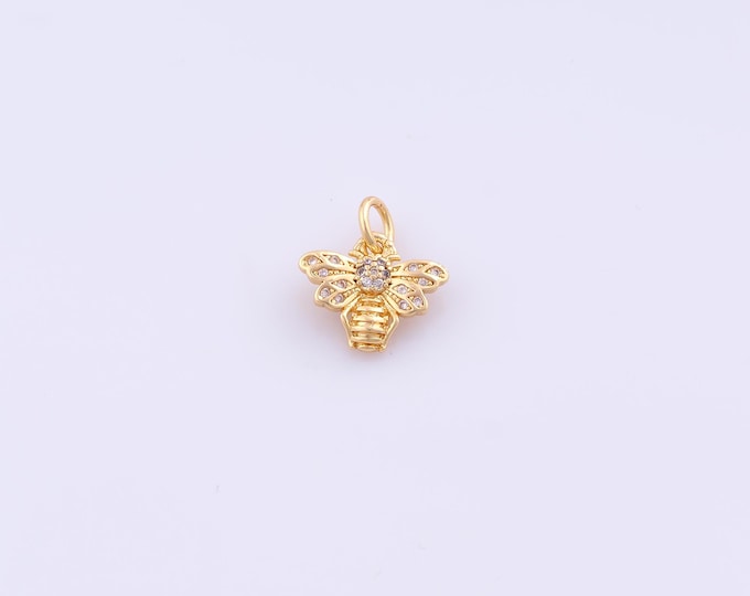 1 pcs Gold CZ Bee Pendant,18K Gold Filled Insect Charm,Bee Charms DIY Bracelet Necklace Jewelry Making Findings Supply