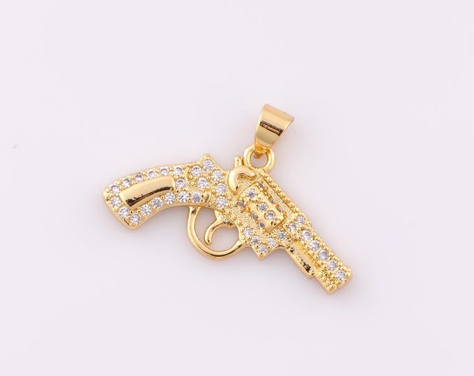 1 pcs Gold CZ Weapon Pendant,18K Gold Filled Weapon Charm,Weapon Charm DIY Bracelet Necklace Jewelry Making Findings Supply