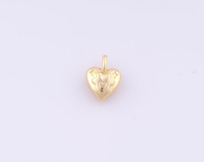 1 pcs Gold Heart Pendant,18K Gold Filled Love Charm,Heart Charms DIY Bracelet Necklace Jewelry Making Findings Supply