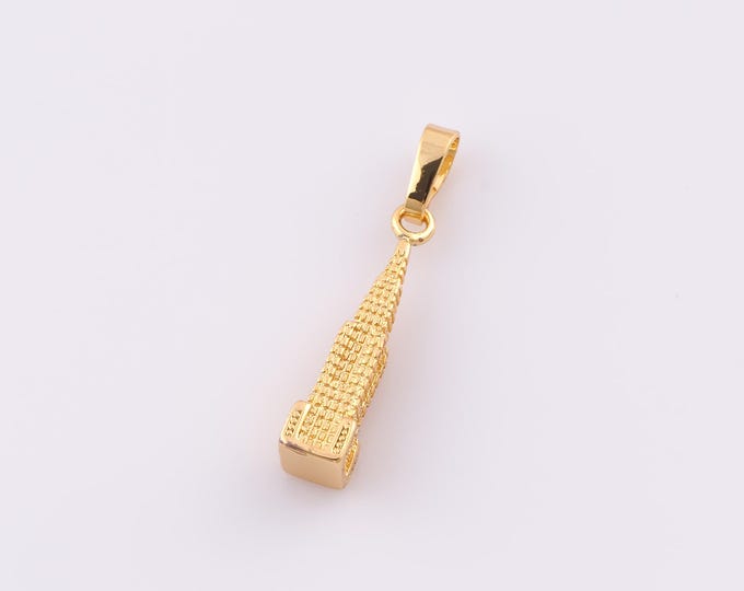 1 pcs Gold Empire State Building Pendant,18K Gold Filled Minimalist Charm,DIY Bracelet Necklace Jewelry Making Findings Supply