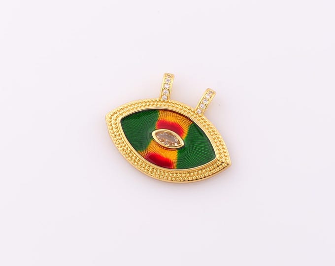 1 pcs Gold CZ Devil Eye Pendant,18K Gold Filled Eye Charm,Evil Eye Charm DIY Bracelet Necklace Jewelry Making Findings Supply