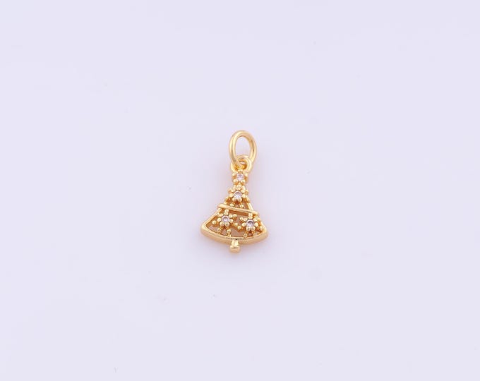 1 pcs Gold CZ Christmas Tree Pendant,18K Gold Filled Christmas Charm,Tree Charms DIY Bracelet Necklace Jewelry Making Findings Supply