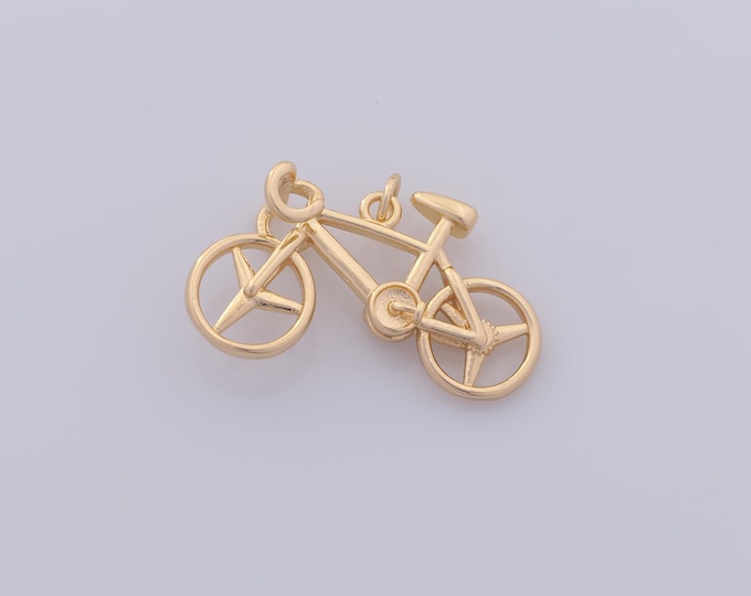 1 pcs Gold Bicycle Pendant,18K Gold Filled Bicycle Charm,Bicycle Charms DIY Bracelet Necklace Jewelry Making Findings Supply