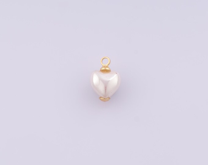 1 pcs Gold Pearl Pendant,18K Gold Filled Heart Pearl Charm,Pearl Charms DIY Bracelet Necklace Jewelry Making Findings Supply