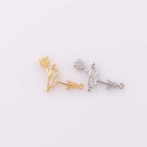 1 pcs Gold CZ Bow and Arrow Pendant,18K Gold Filled Bow Charm,Arrow Charm DIY Bracelet Necklace Jewelry Making Findings Supply