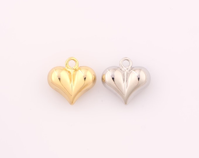1 pcs Gold Puffed Heart Pendant,18K Gold Filled Puffed Heart Charm,Puffed Heart Charms DIY Bracelet Necklace Jewelry Making Findings Supply