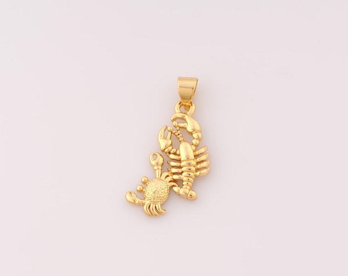1 pcs Gold Lobster Pendant,18K Gold Filled Marine Life Charm,Crab Charms DIY Bracelet Necklace Jewelry Making Findings Supply