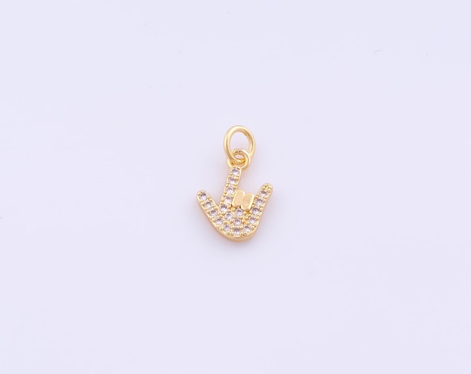 1 pcs Gold CZ I Love You Hand Pendant,18K Gold Filled Gesture Charm,I Love You Charms DIY Bracelet Necklace Jewelry Making Findings Supply