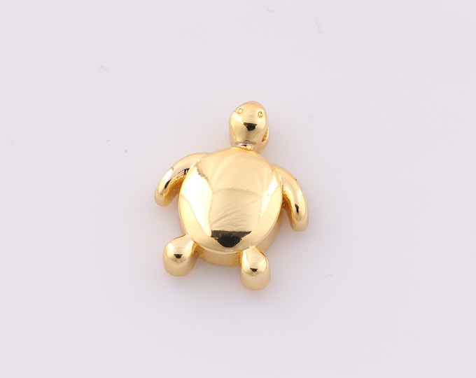 1 pcs Gold Turtle Pendant,18K Gold Filled Turtle Charms,Turtle Charm DIY Bracelet Necklace Jewelry Making Findings Supply