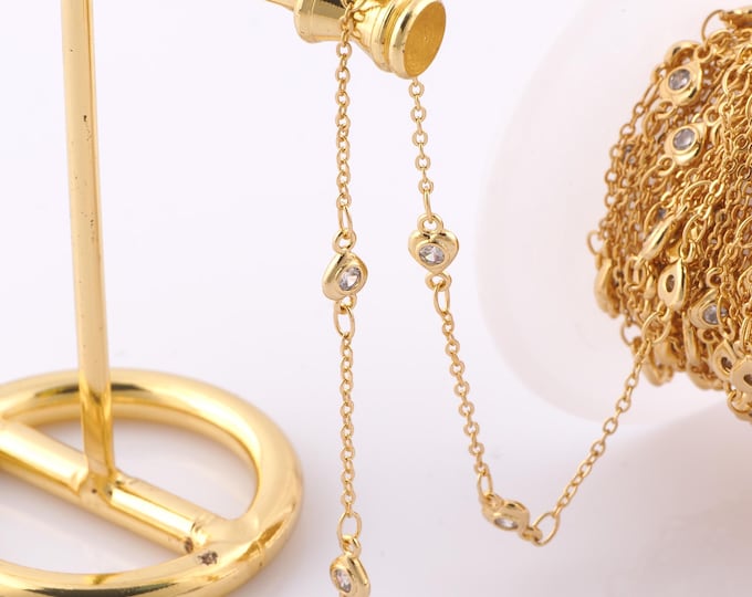 1 Meter Gold Heart Chain, 18K Gold Filled Semi Finished Chain, Specialty Chains, DIY Jewelry Making Supplies
