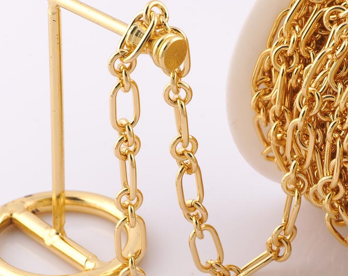 1 Meter Gold Figaro Chain, 18K Gold Filled Semi Finished Chain, Specialty Chains, DIY Jewelry Making Supplies