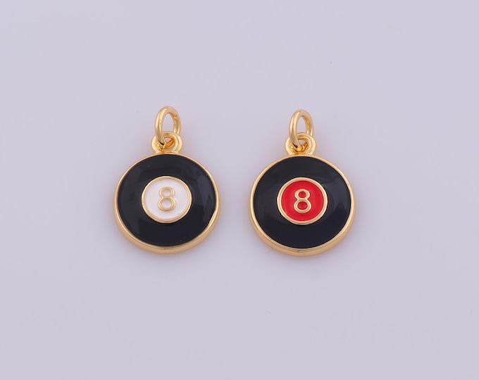 1 pcs Gold Enamel Billiards Pendant,18K Gold Filled Pool Ball Charm,Black 8 Ball Charms DIY Bracelet Necklace Jewelry Making Findings Supply