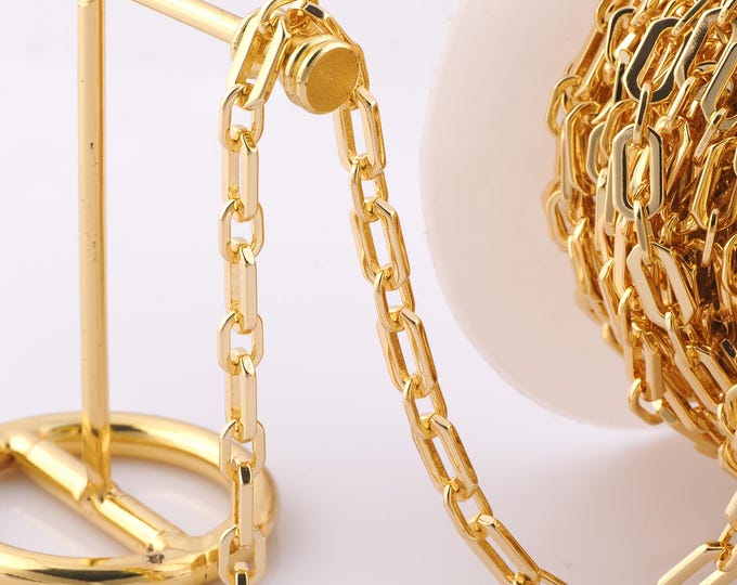 1 Meter Gold Cable Chain, 18K Gold Filled Semi Finished Chain, Specialty Chains, DIY Jewelry Making Supplies
