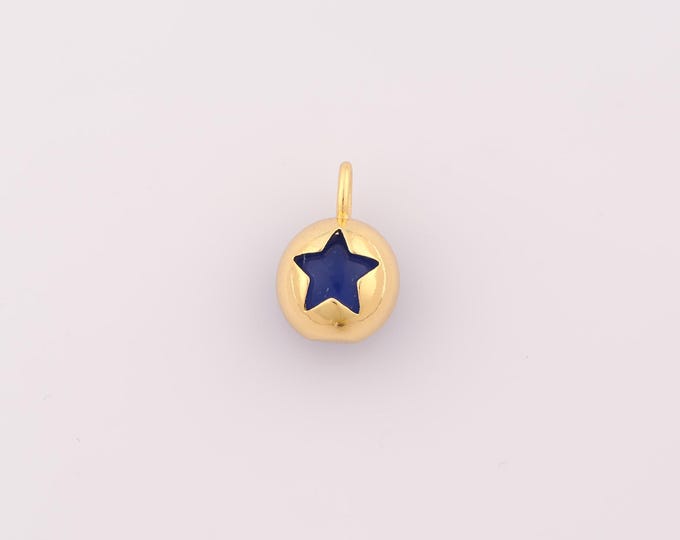 1 pcs Gold Star Pendant,18K Gold Filled Starburst Charm,Star Ball Charms DIY Bracelet Necklace Jewelry Making Findings Supply