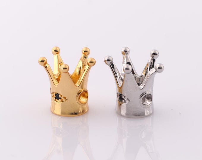 1 pcs 18K Gold Filled Crown Spacer Beads,Large Hole Beads,Crown Beads for DIY Jewelry Making Findings Supply