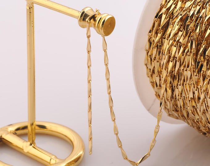 1 Meter Gold Rhombus Chain, 18K Gold Filled Semi Finished Chain, Specialty Chains, DIY Jewelry Making Supplies