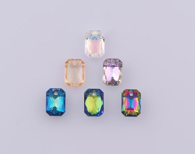 1 pcs Emerald Cut Crystal Pendant,Crystal AB Charms,Austrian Crystal,Made in Austria DIY Bracelet Necklace Jewelry Making Findings Supply