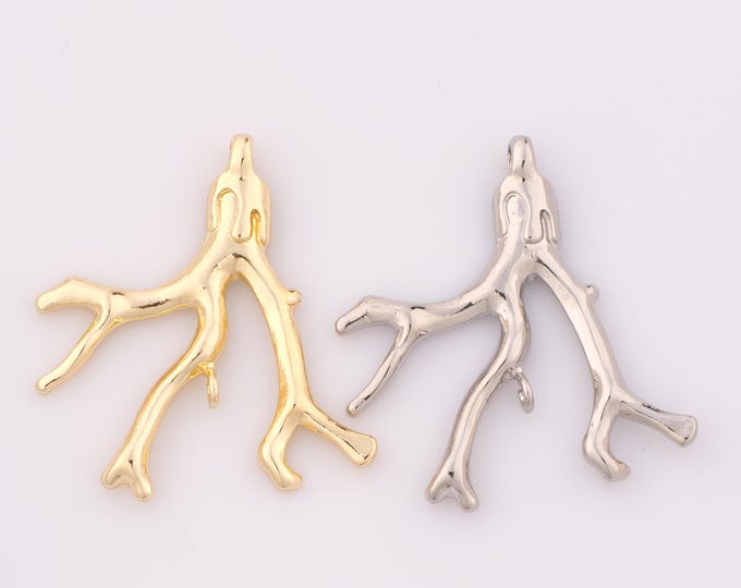 1 pcs Gold Coral Pendant,18K Gold Filled Coral Charm,Coral Charm DIY Bracelet Necklace Jewelry Making Findings Supply