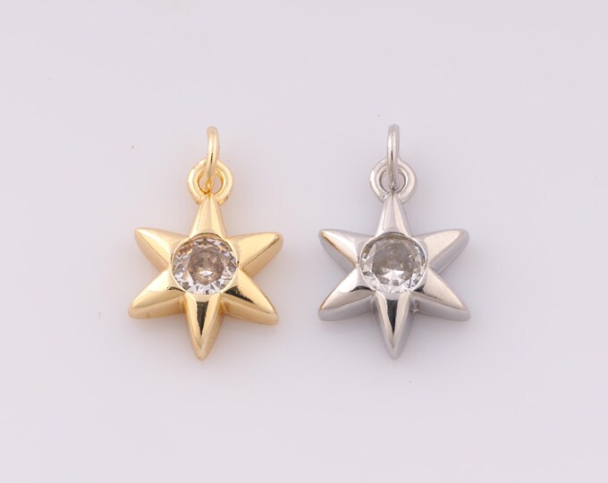 1 pcs Gold CZ Polaris Pendant,18K Gold Filled Celestial Charm,North Star Charms,DIY Bracelet Necklace Jewelry Making Findings Supply