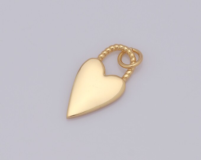 1 pcs Gold Heart Pendant,18K Gold Filled Heart Charm,Heart Charm DIY Bracelet Necklace Jewelry Making Findings Supply