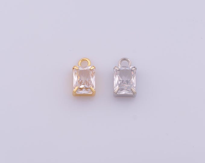 1 pcs Gold CZ Square Pendant,18K Gold Filled Square Charm,Square Charms DIY Bracelet Necklace Jewelry Making Findings Supply