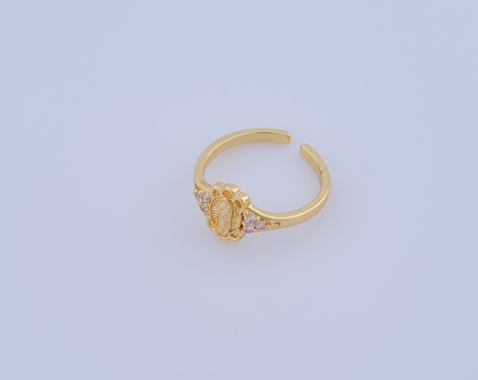 1 Pcs Dainty Gold CZ Virgin Mary Rings,18K Gold Filled Open Rings,Catholic Rings,Gift for Her