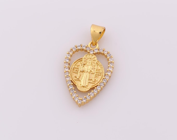 1 pcs Gold CZ Jesus Pendant,18K Gold Filled Religion Charm,Christian Charm DIY Bracelet Necklace Jewelry Making Findings Supply