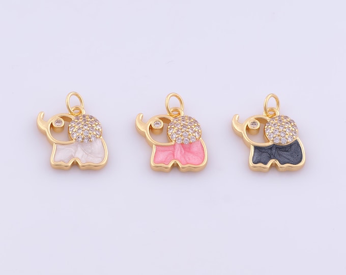 1 pcs Gold Enamel Elephant Pendant,18K Gold Filled Animal Charm,Elephant Charms DIY Bracelet Necklace Jewelry Making Findings Supply