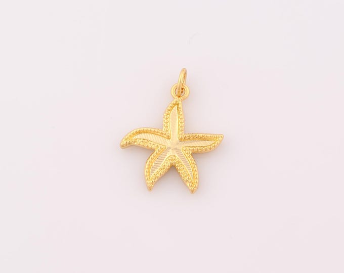 1 pcs Gold Starfish Pendant,18K Gold Filled Starfish Charm,Starfish Charms DIY Bracelet Necklace Jewelry Making Findings Supply