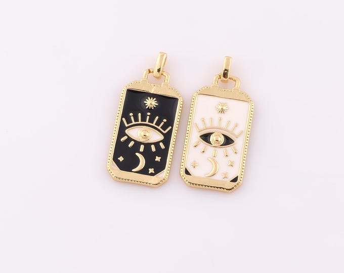 1 pcs Gold Evil Eye Pendant,18K Gold Filled Devil Eye Charm,Enamel Moon Charm DIY Bracelet Necklace Jewelry Making Findings Supply