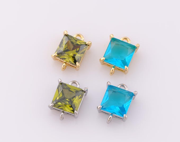 1 pcs Gold CZ Square Connector,18K Gold Filled Square Connector,Square Connector DIY Bracelet Necklace Jewelry Making Findings Supply