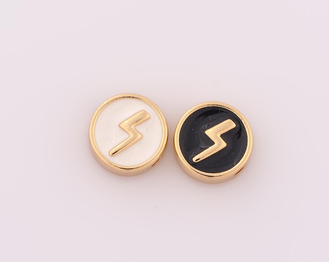 1 pcs 18K Gold Filled Enamel Lightning Spacer Beads,Lightning Beads Lightning Beads for DIY Jewelry Making Findings Supply