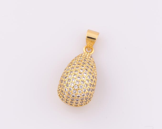 1 pcs Gold CZ Water Drop Pendant,18K Gold Filled Water Drop Charm,Water Drop Charm DIY Bracelet Necklace Jewelry Making Findings Supply