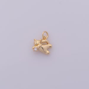 1 pcs Gold CZ Cat Pendant,18K Gold Filled Animal Charm,Cat Charms DIY Bracelet Necklace Jewelry Making Findings Supply