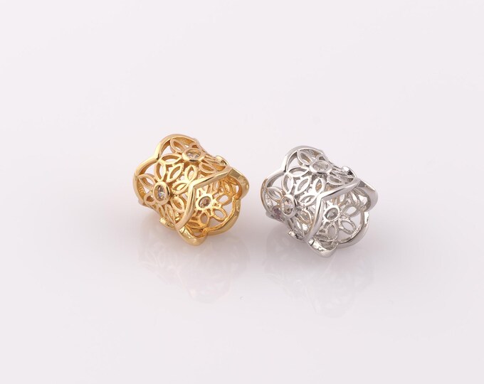 1 pcs 18K Gold Filled Round Tube Spacer Beads,Flower Beads,Round Beads for DIY Jewelry Making Findings Supply