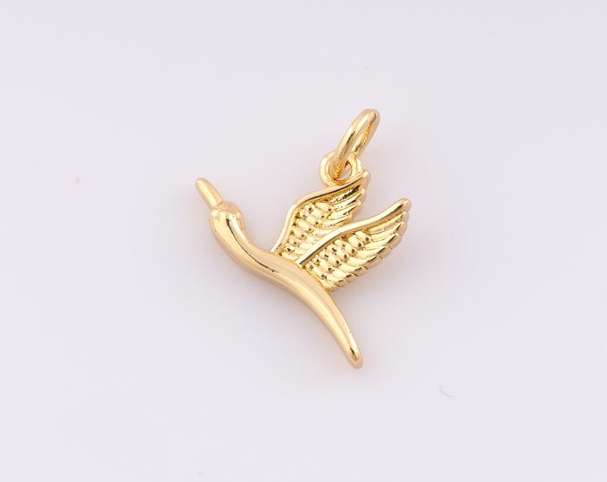 1 pcs Gold Bird Pendant,18K Gold Filled Animal Charm,Bird Charms,DIY Bracelet Necklace Jewelry Making Findings Supply