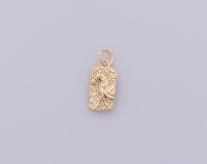 1 pcs Gold Horse Pendant,18K Gold Filled Animal Charm,Square Charms DIY Bracelet Necklace Jewelry Making Findings Supply