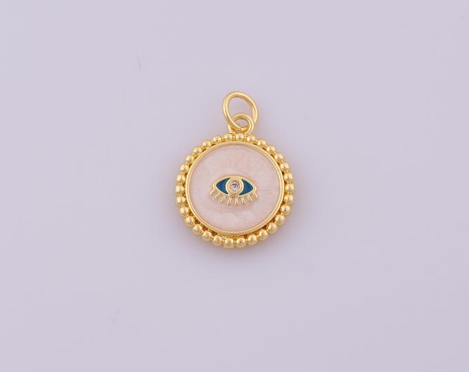 1 pcs Enamel Evil Eye Pendant,18K Gold Filled Devil Eye Charm,CZ Round Eye Charms DIY Necklace Jewelry Making Finding Supply